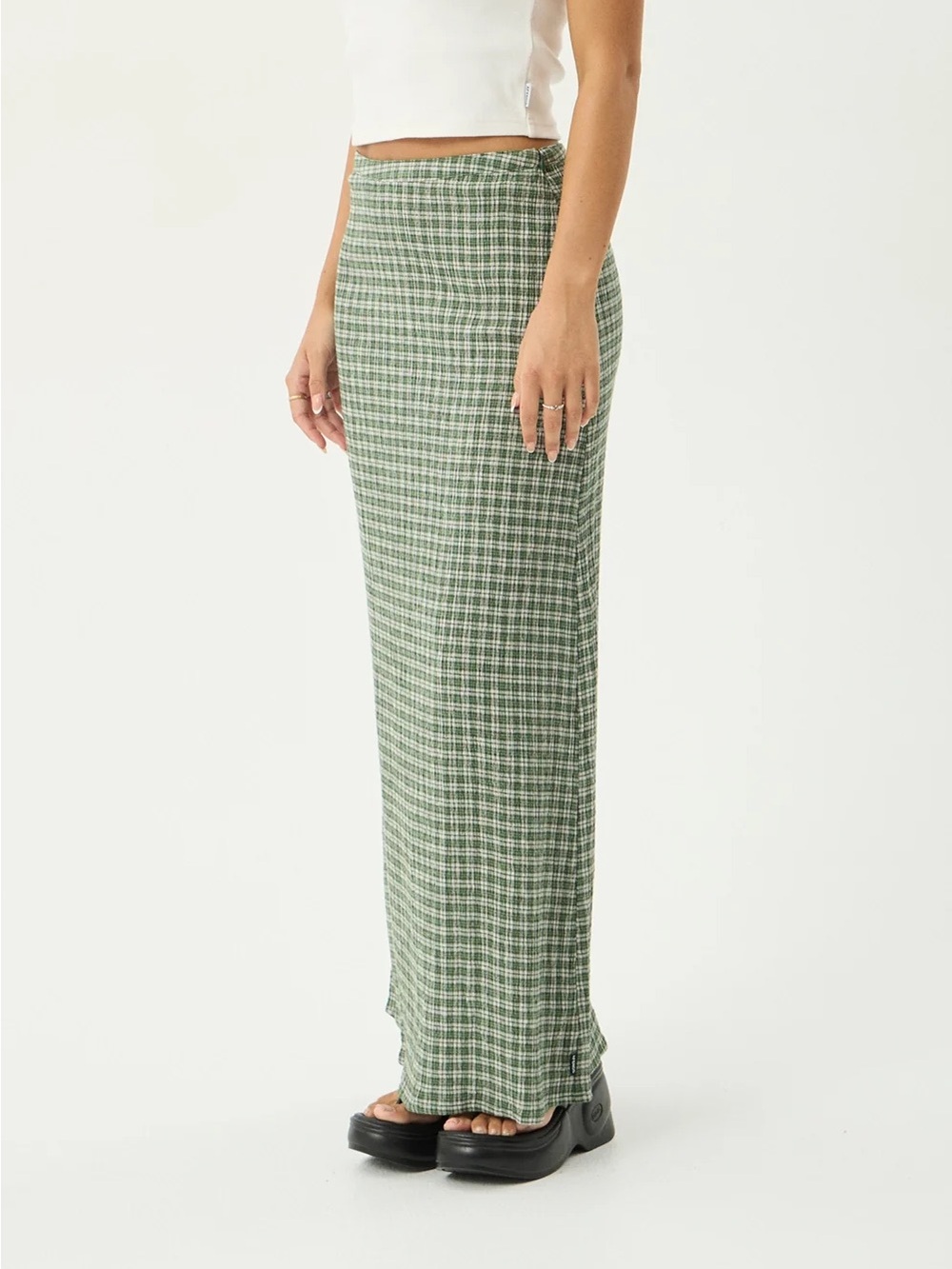 NWT AFENDS Seersucker Skirt - Green Plaid